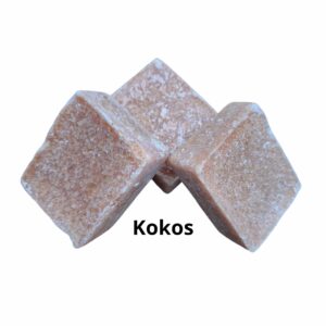 Amberblokje met de geur kokos. De kleur van het blokje is lichtbruin. De geur spreekt voor zich.
