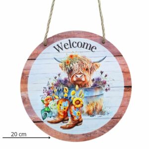Welcome schotse hooglander, welkomstbord voor de tuin